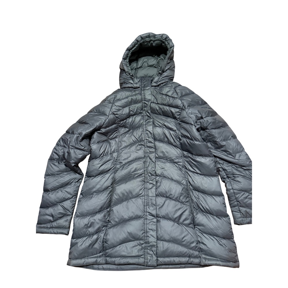 The North Face Womens 600 Fill Down Puffer Parka Jacket Gray XL Hooded Long Coat